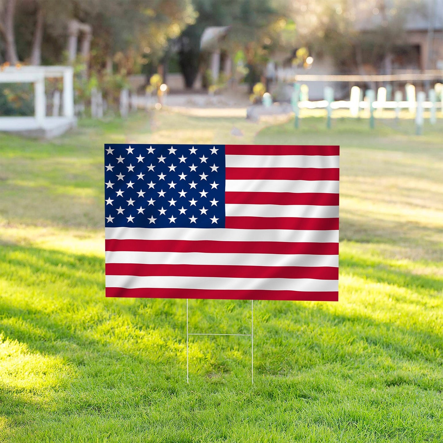 American Flag Yard Sign - 24x18 Double Sided