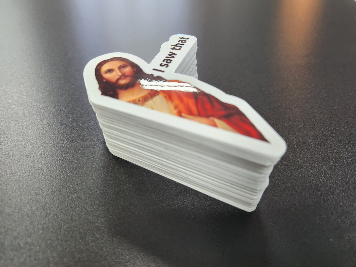 Jesus I Saw That Sticker - Waterproof and Scratch Resistant - Funny Meme Decals for Laptops & Water Bottles