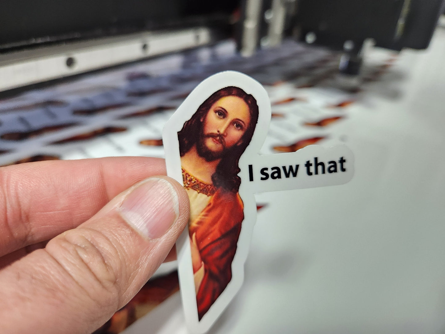 Jesus I Saw That Sticker - Waterproof and Scratch Resistant - Funny Meme Decals for Laptops & Water Bottles