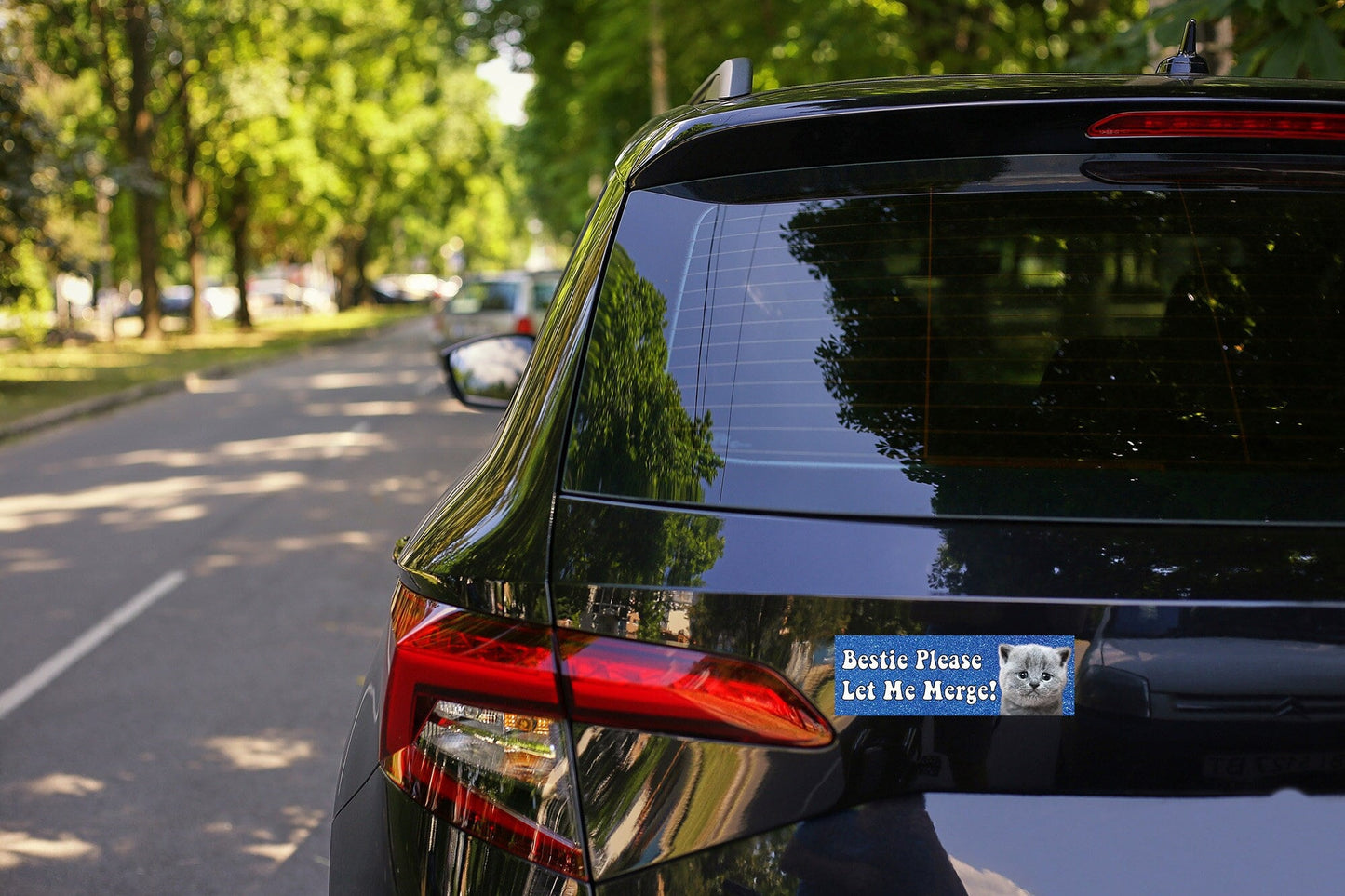 Bestie Please Let Me Merge Funny Gen Z Meme Blue Bumper Sticker & Car Magnet - UV resistant