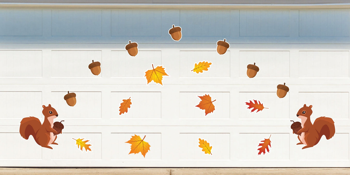 Autumn Squirrel & Acorn Magnet Set, 18 Pieces