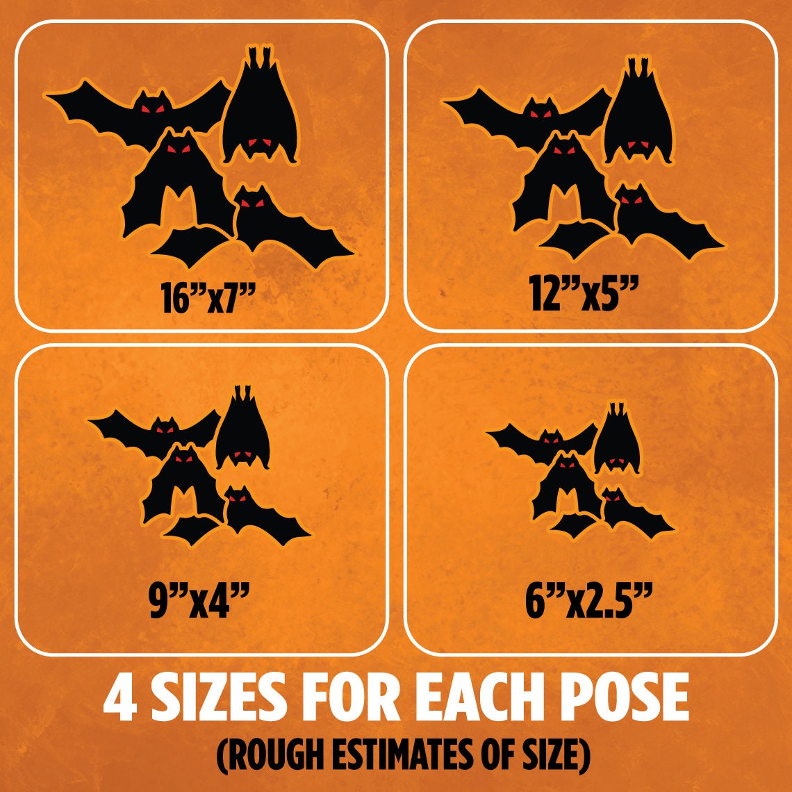 Big Magnetic Bats 16pc Halloween Premium Magnet Set Weatherproof