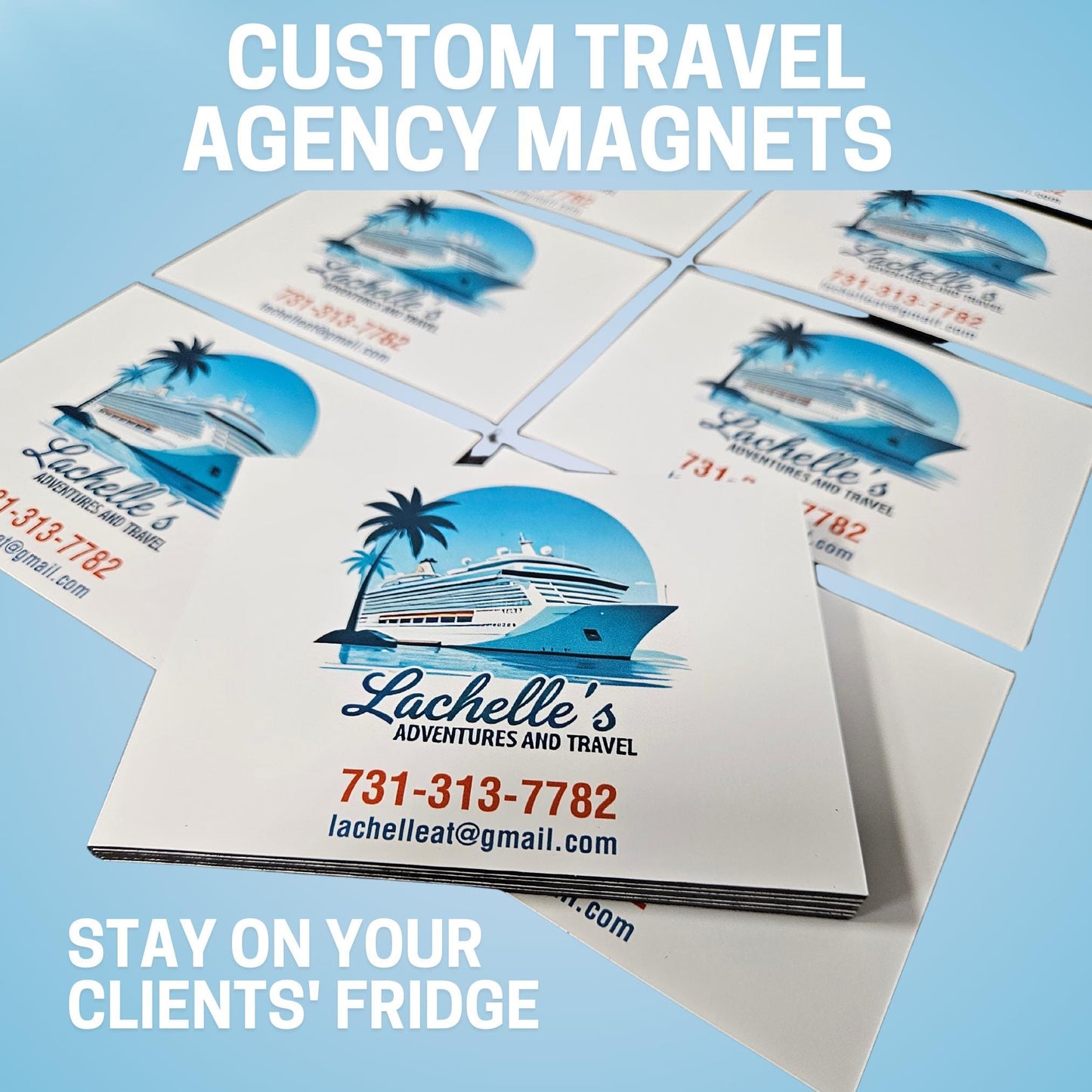 Custom Travel Agency Magnets - Scratch Resistant, Waterproof Custom magnets, Real Estate magnet Business Card, Logo, Branding
