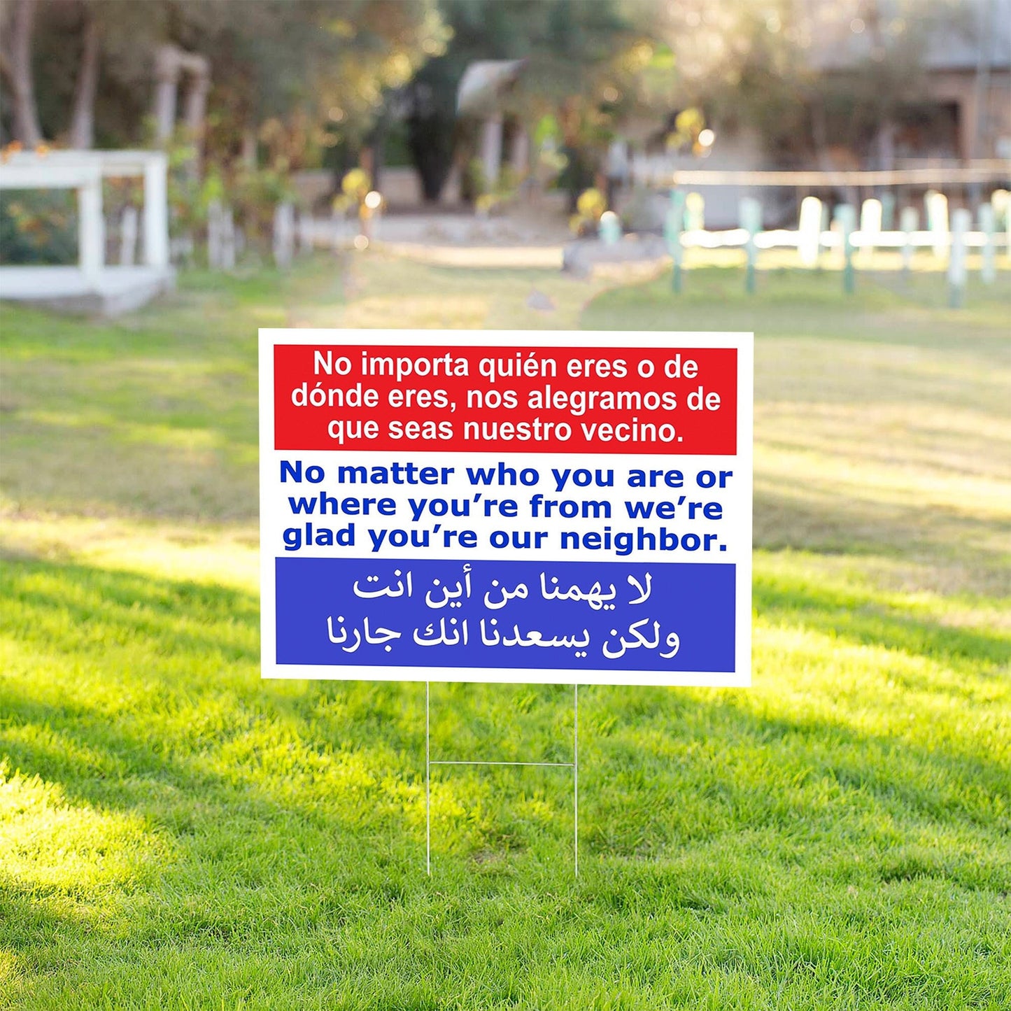 Welcome Your Neighbors Yard Sign, 2-Sided, No Matter where you are from, Protest Sign, Social Justice with Stake