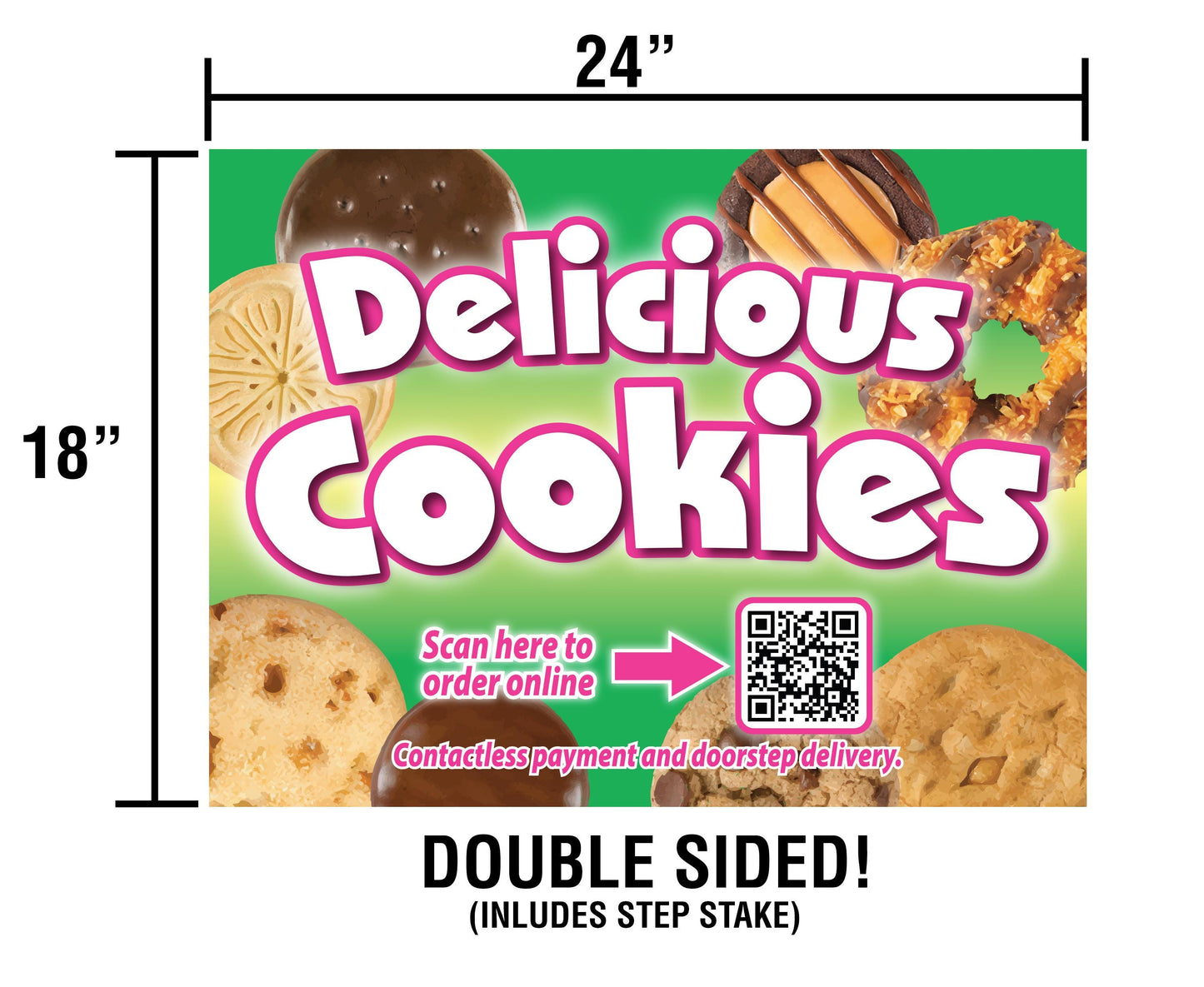 Double Sided Scout Cookies Yard Sign 24x18 with QR Code