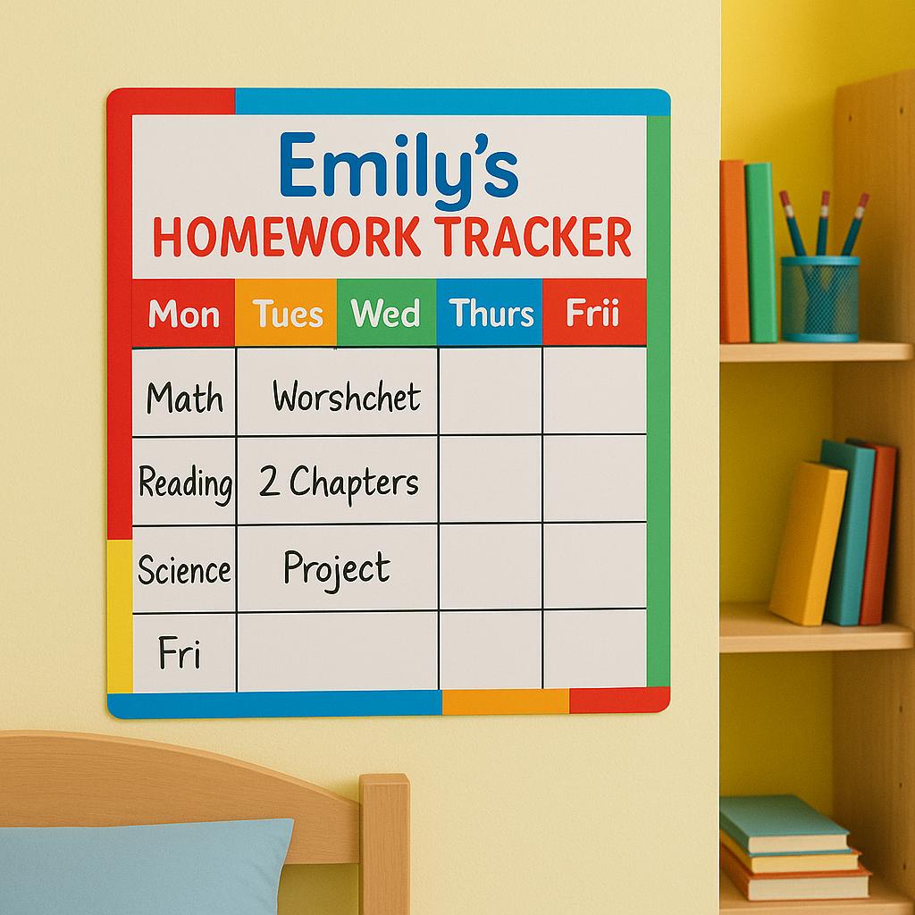 Family Chore Chart Dry Erase Board – Custom Weekly Organizer for Kids, Kitchen Wall, and Home – PVC Reusable Schedule,Waterproof