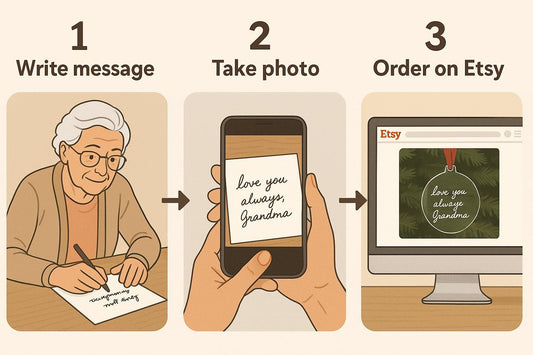 Custom Handwriting Christmas Ornament – Engraved Keepsake for Tree