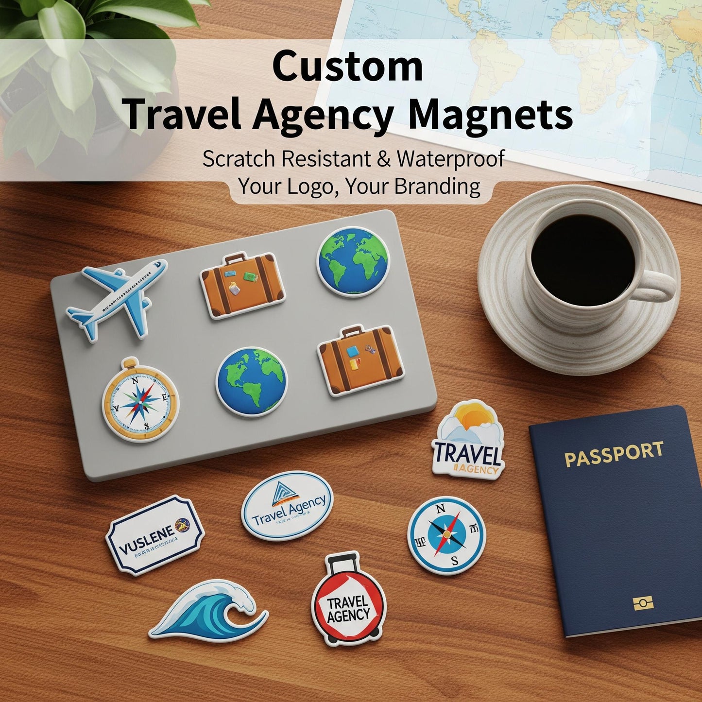 Custom Travel Agency Magnets - Scratch Resistant, Waterproof Custom magnets, Real Estate magnet Business Card, Logo, Branding