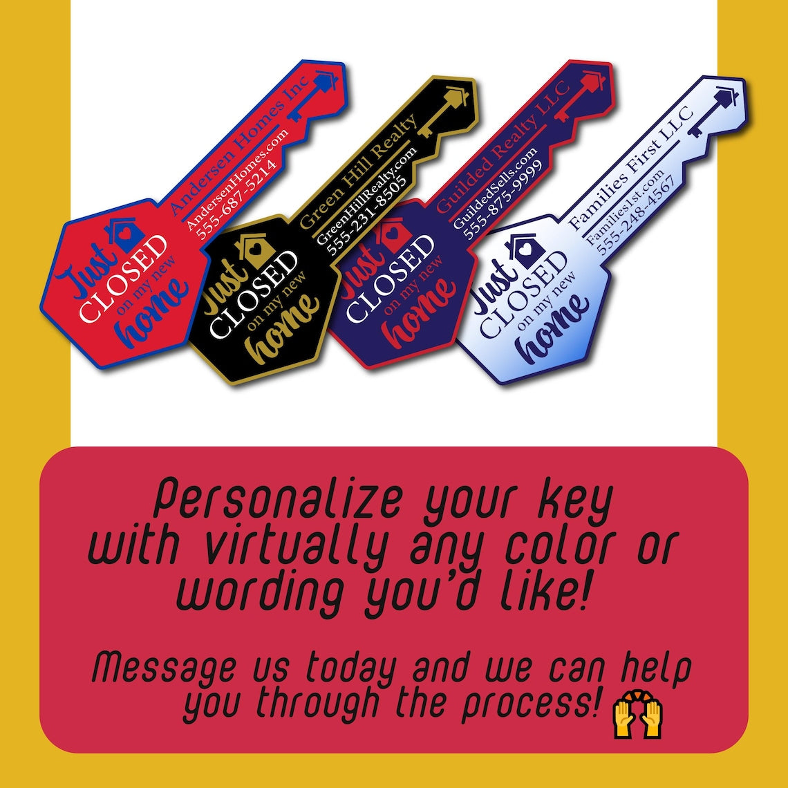 Custom Realtor Key Prop, Real Estate Marketing Sign, Just Closed Photo Prop, Personalized Sold Sign, New Homeowner Social Media Key