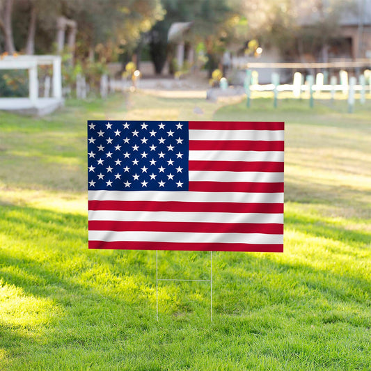 American Flag Yard Sign - 24x18  Double Sided