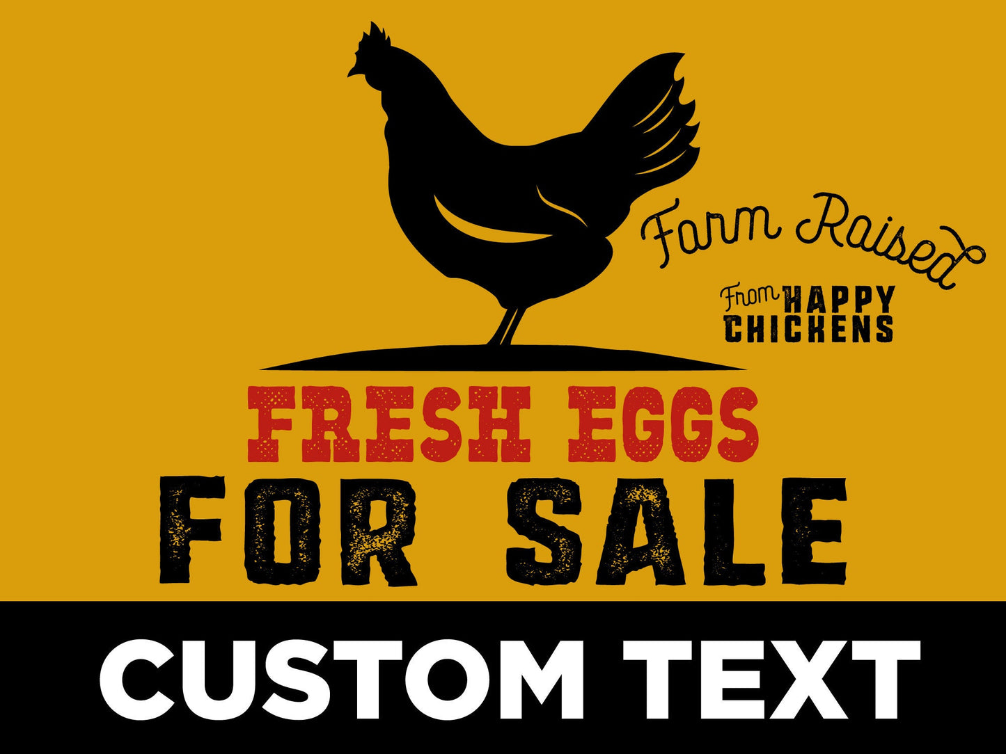 Custom Farm Fresh Chicken Eggs for Sale , 24x18 Yard Sign, Printed 2-Sided, Metal H-Stake Included