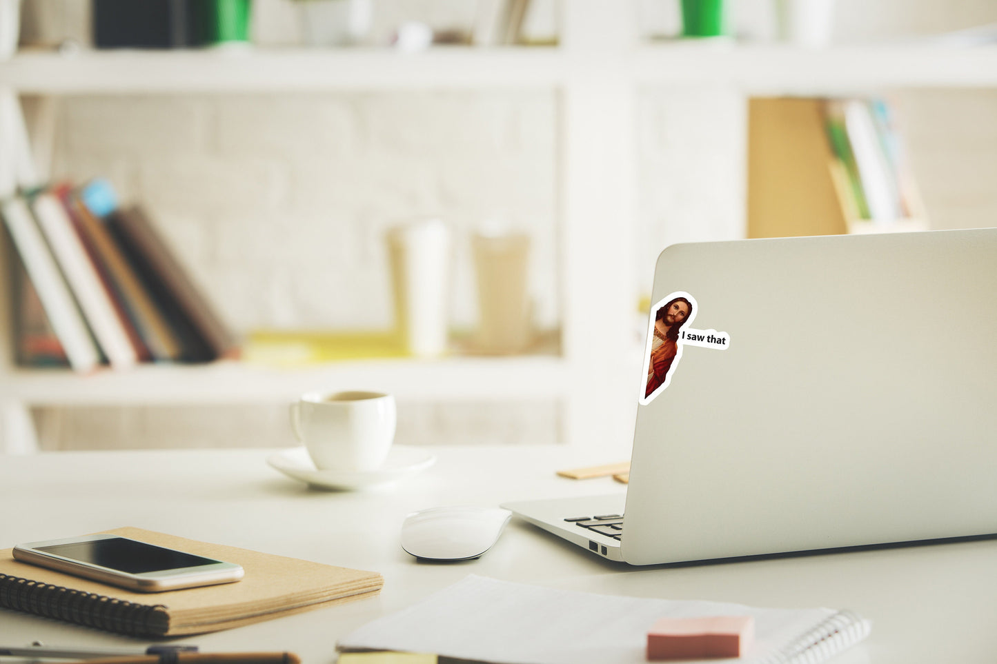 Jesus I Saw That Sticker - Waterproof and Scratch Resistant - Funny Meme Decals for Laptops & Water Bottles
