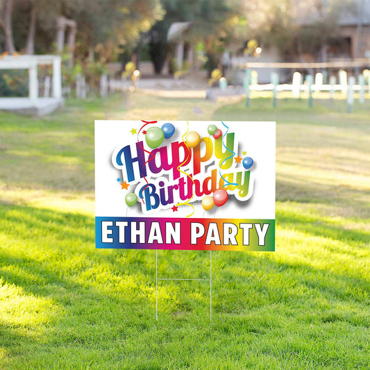 Happy Birthday Yard Signs, Directional Arrows Outdoor, Happy Birthday Lawn Ornaments, Kids Birthday Signs, with Stakes 24"x18"H