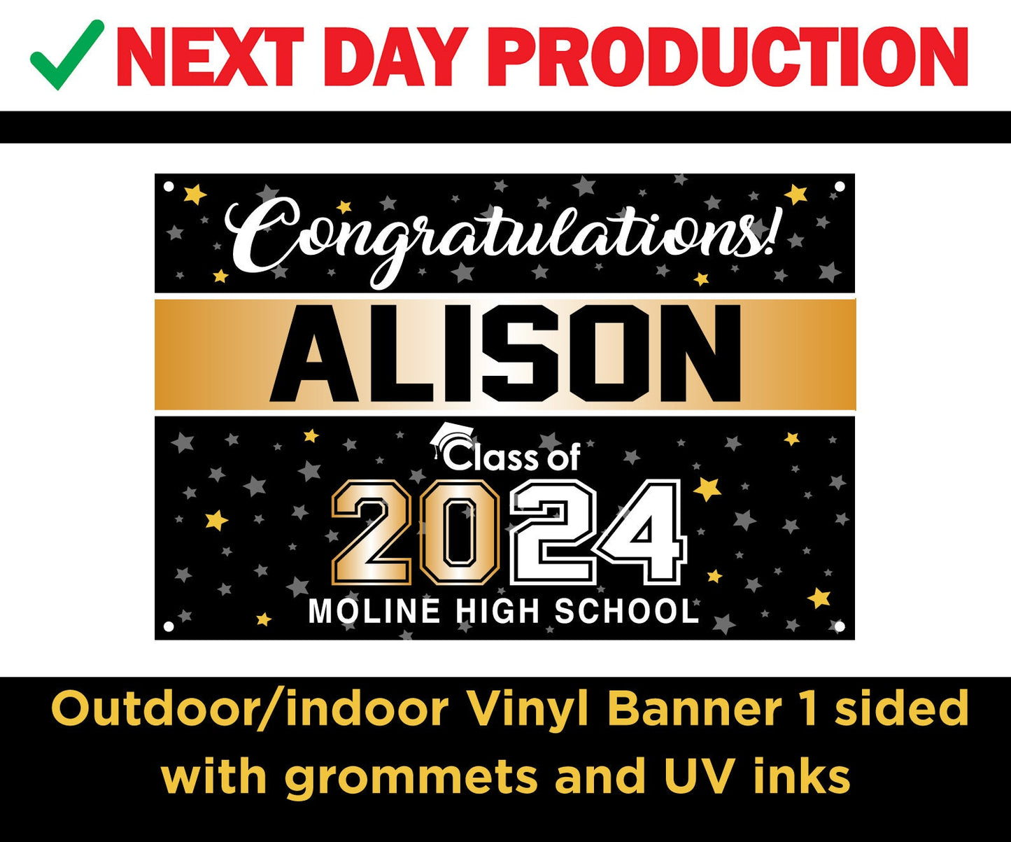 Graduation Senior Vinyl banner- Graduate Yard Sign - Graduation - 2024 Graduate Banner - High School Grad- Waterproof, Hemmed, with Grommets