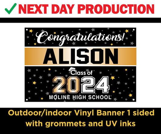 Graduation Senior Vinyl banner- Graduate Yard Sign - Graduation - 2024 Graduate Banner - High School Grad- Waterproof, Hemmed, with Grommets