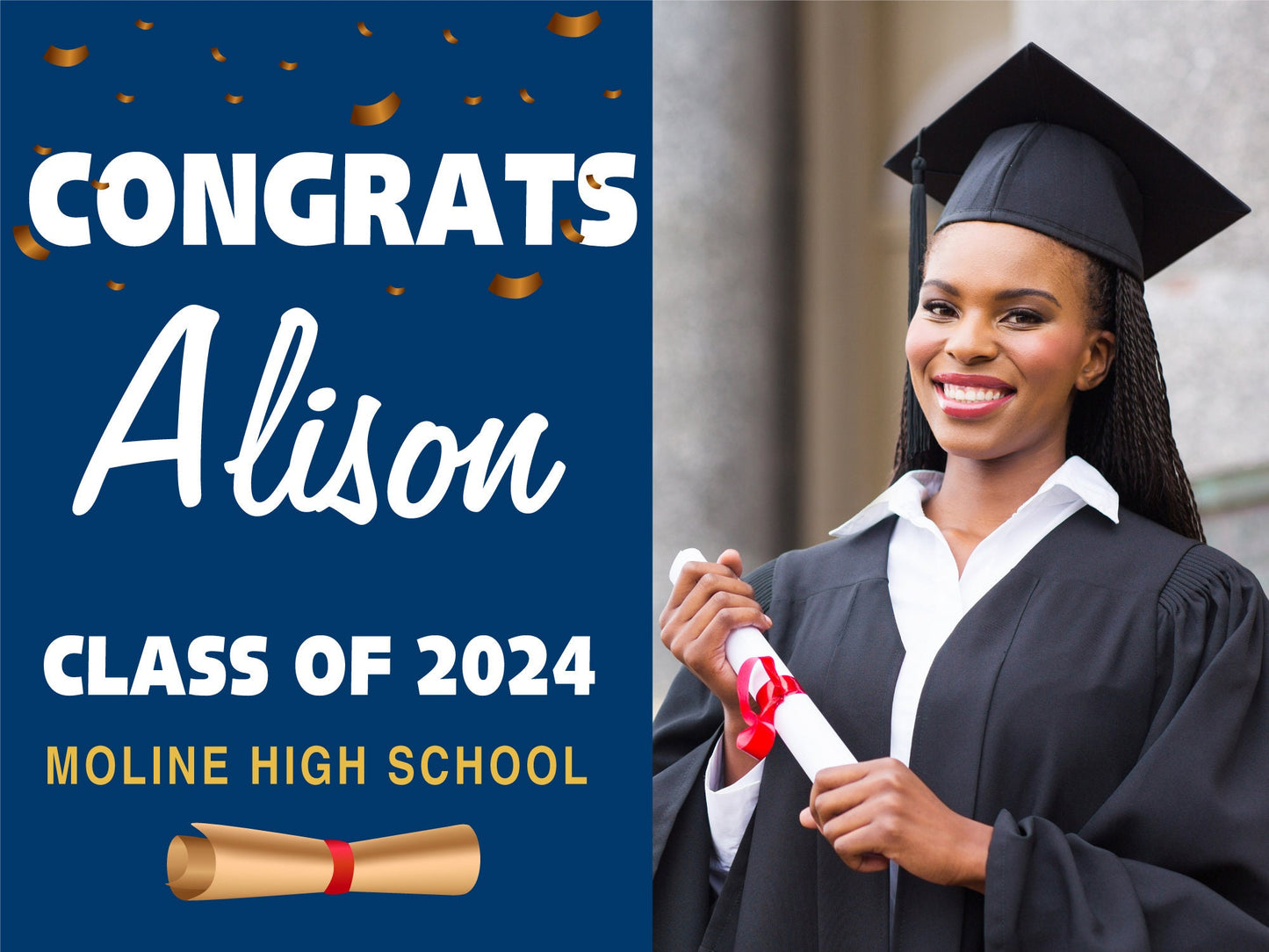 Graduation Yard Sign with H-Stake, Personalized Outdoor High School College Graduation Signs, Class of 2025 Sign, Graduation Gift
