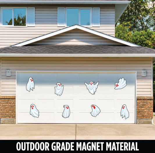 Oversized Magnetic Ghosts, 8pc Halloween Magnet Set for Outdoors & Indoors