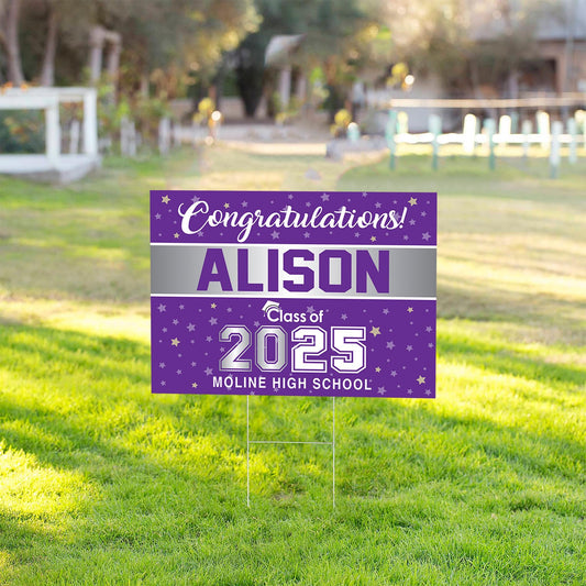 Graduation Senior 18"x24" double sided Sign 2024 with H-Stake - Graduate Yard Sign - Graduation - 2024 Graduate Banner - High School Grad