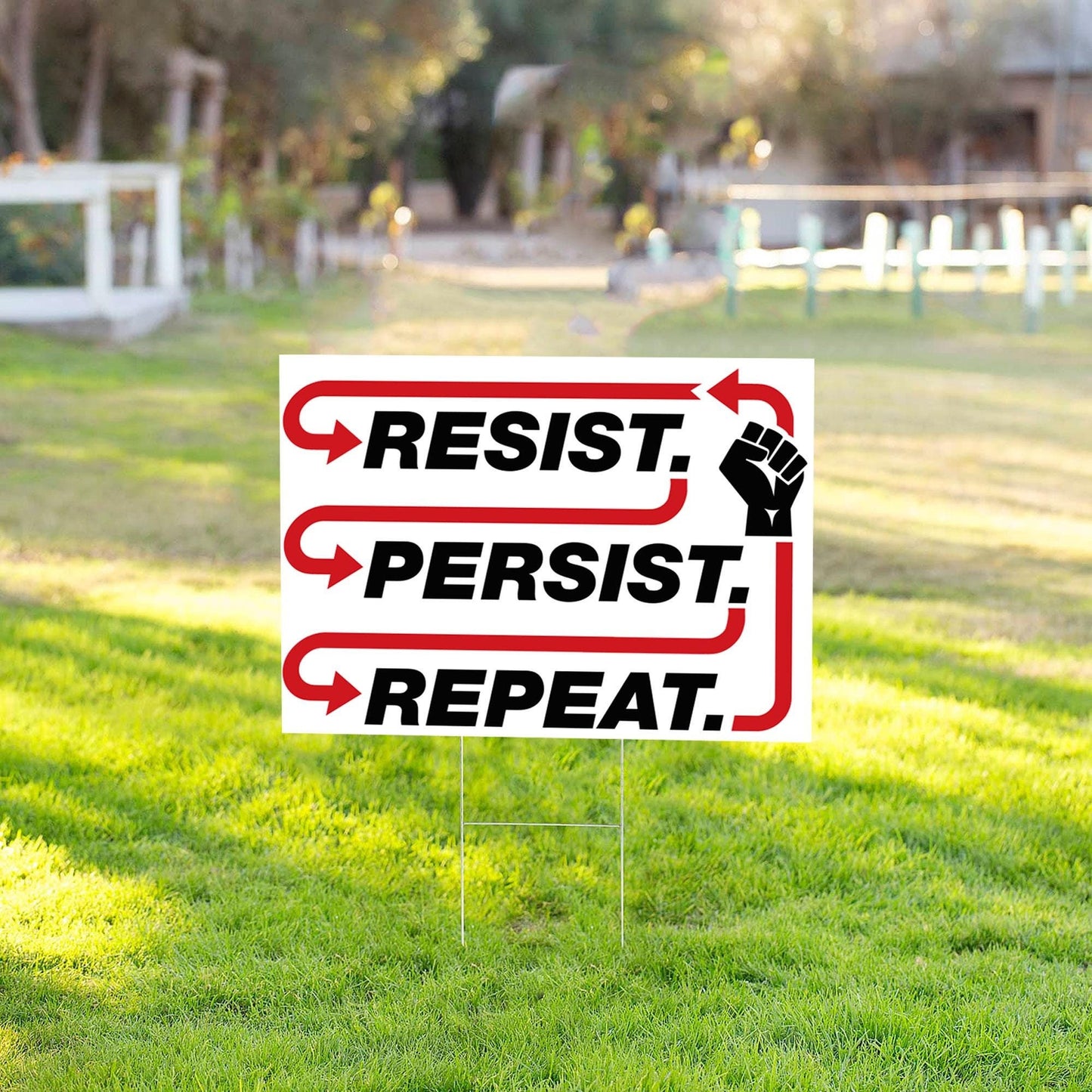Resist Persist Repeat Yard Sign - Double Sided with Metal Stake, Weatherproof