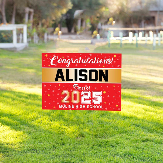 Graduation Senior 18"x24" double sided Sign 2025 with H-Stake - Graduate Yard Sign - Graduation - 2024 Graduate Banner - High School Grad