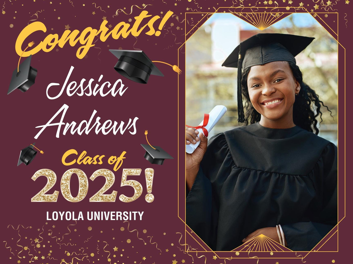 College Graduation Sign, Class of 2025, with H-Stake - Graduate Yard Sign - Graduation - High School Grad