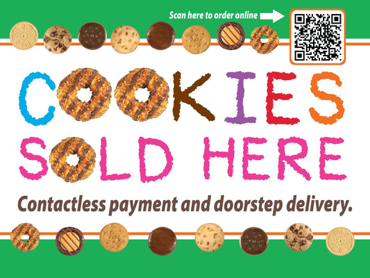 Scout Cookies with QR Code YARD SIGN 24in x 18in Double Sided