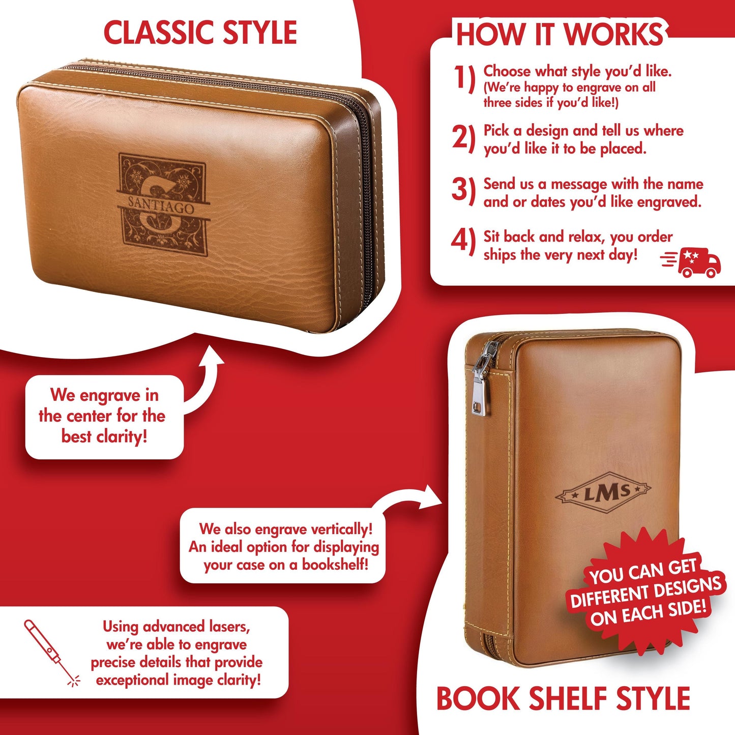 Personalized Travel Cigar Humidor Case with included accessories, Cigar Box Case, Gift for Husband Cigar Aficionado