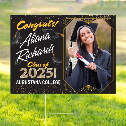 College Graduation Sign, Class of 2025, with H-Stake - Graduate Yard Sign - Graduation - High School Grad