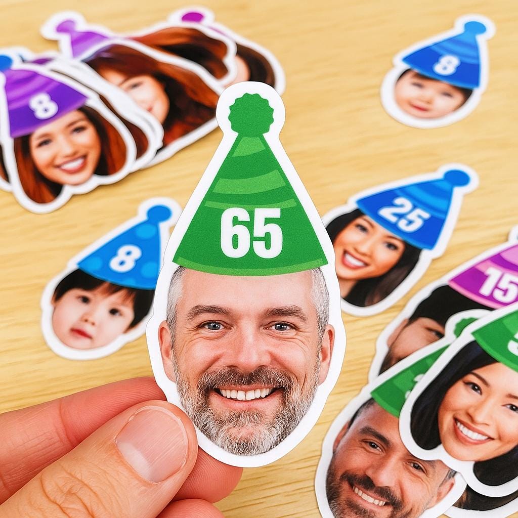Custom Face Banner, Birthday Banner, 50th Birthday, 40th Birthday, 30th Birthday, Big Face Cut Out, Face Banner, Birthday Hat, Bachelorette