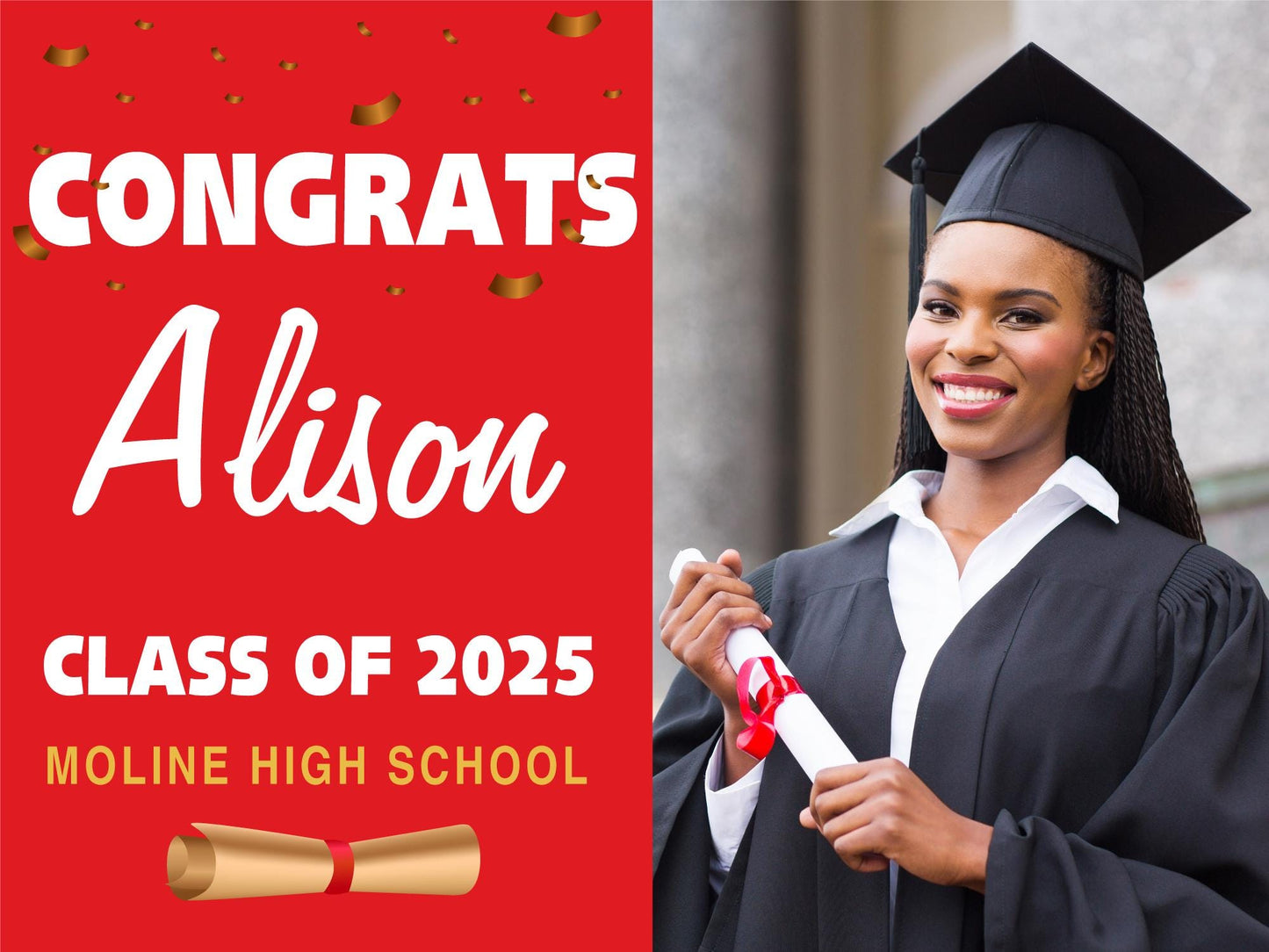 Graduation Yard Sign with H-Stake, Personalized Outdoor High School College Graduation Signs, Class of 2025 Sign, Graduation Gift