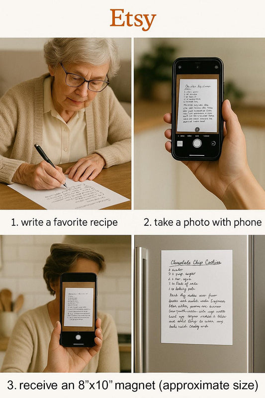 Custom Recipe Magnet – Preserve Handwritten Family Recipes on a Durable 8"x10" Fridge Magnet, waterproof
