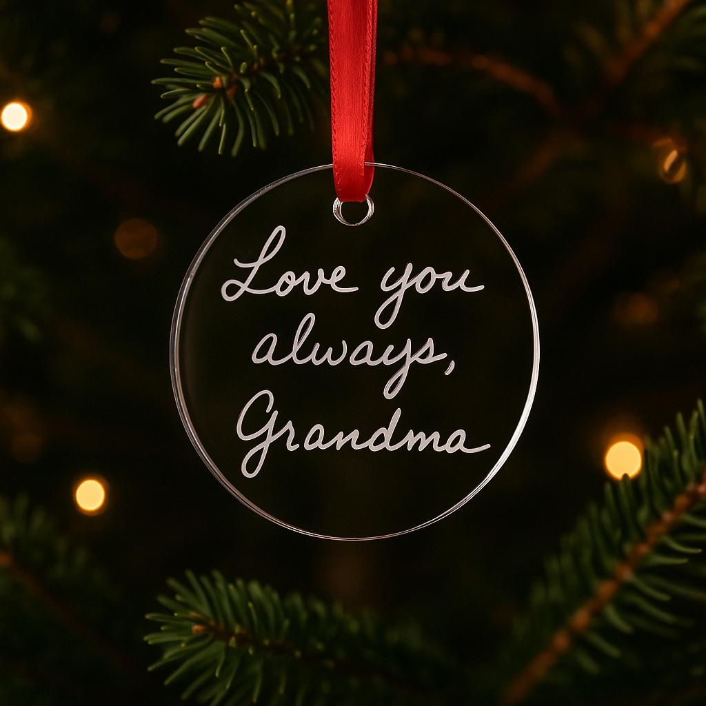 Custom Handwriting Christmas Ornament – Engraved Keepsake for Tree