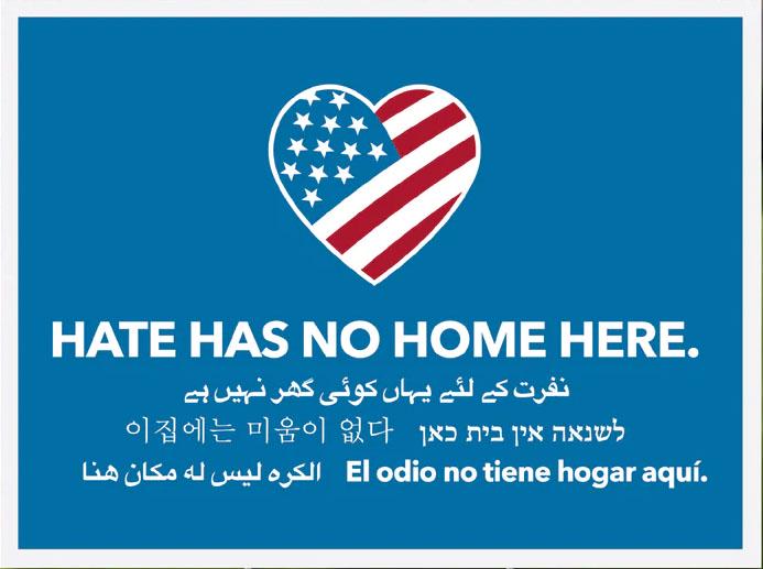 Hate Has No Home Here Multilingual Yard Sign - Double-Sided with Metal Stake, Weatherproof