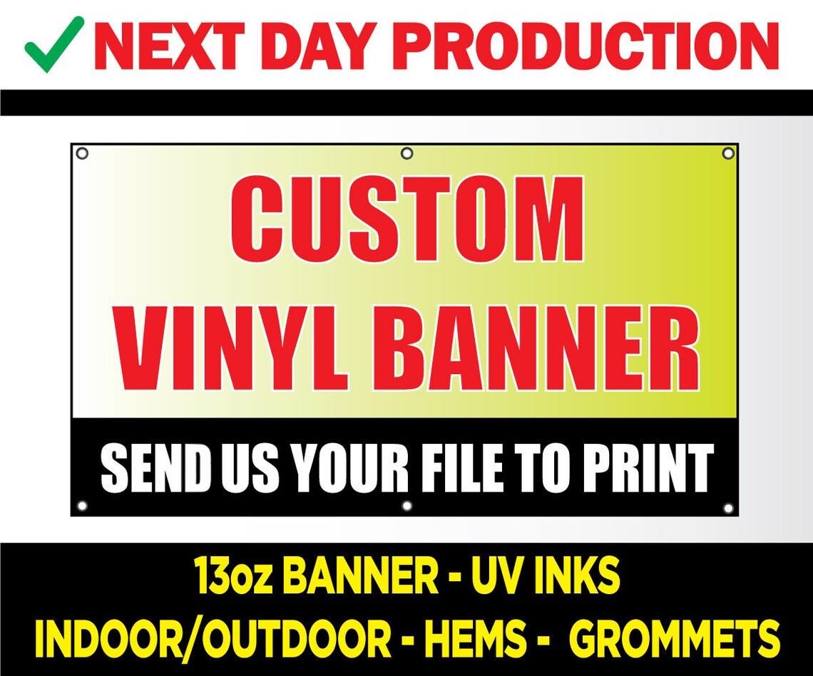 Custom Vinyl Banners - Business, Event, & Party Supplies - Waterproof, Hemmed, with Grommets