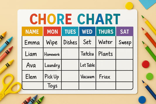 Family Chore Chart Dry Erase Board – Custom Weekly Organizer for Kids, Kitchen Wall, and Home – PVC Reusable Schedule,Waterproof