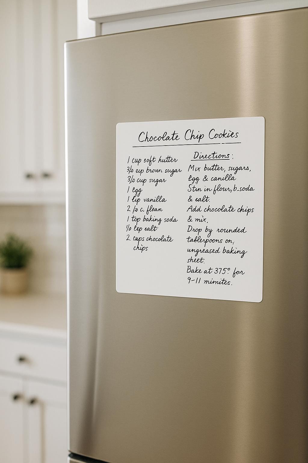 Custom Recipe Magnet – Preserve Handwritten Family Recipes on a Durable 8"x10" Fridge Magnet, waterproof
