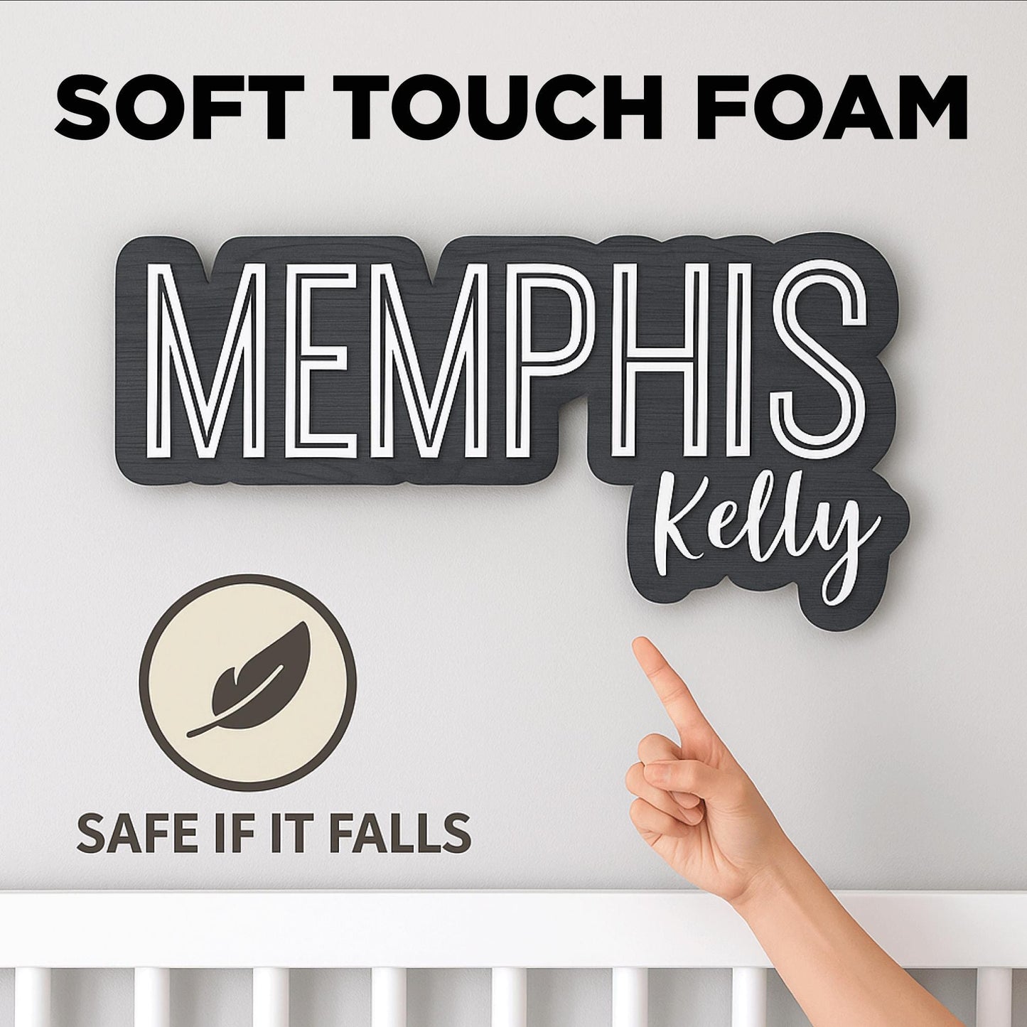 Custom Soft Touch Foam Name Sign, Nursery name sign, girl name sign, above crib name sign, baby name sign, boy name sign, cut out sign.