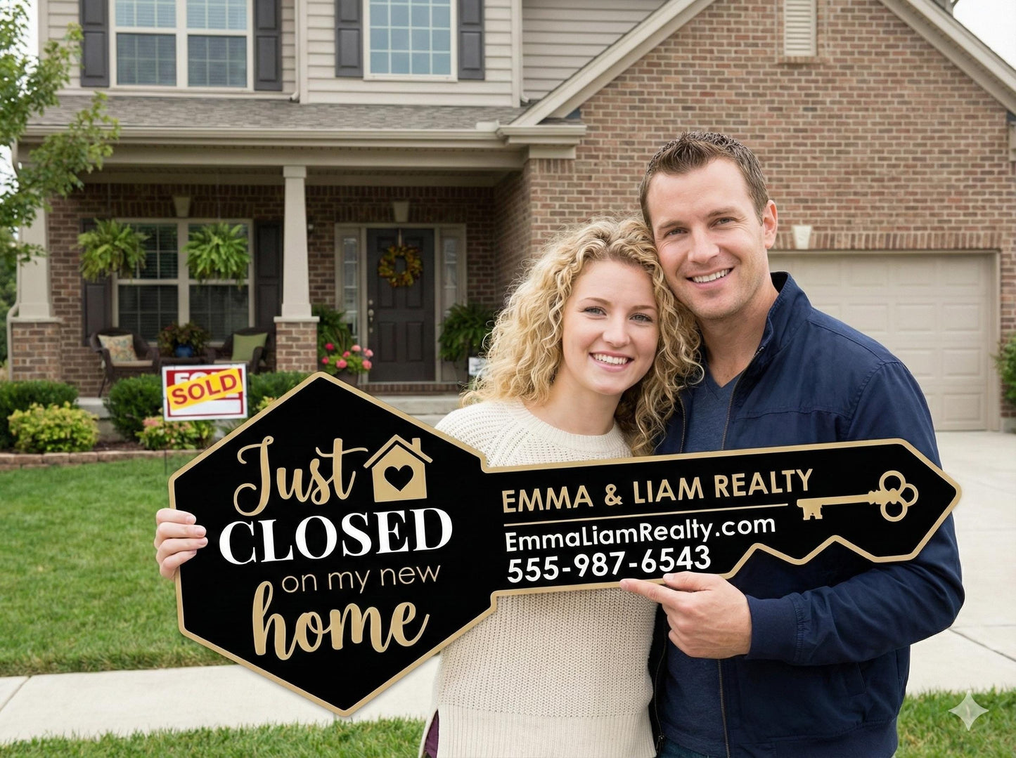 Custom Realtor Key Prop, Real Estate Marketing Sign, Just Closed Photo Prop, Personalized Sold Sign, New Homeowner Social Media Key