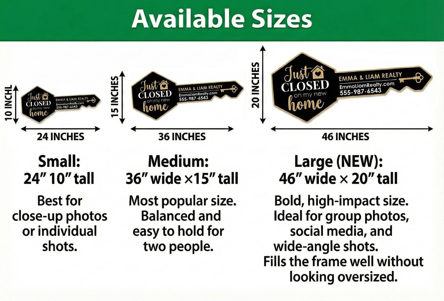 Custom Realtor Key Prop, Real Estate Marketing Sign, Just Closed Photo Prop, Personalized Sold Sign, New Homeowner Social Media Key