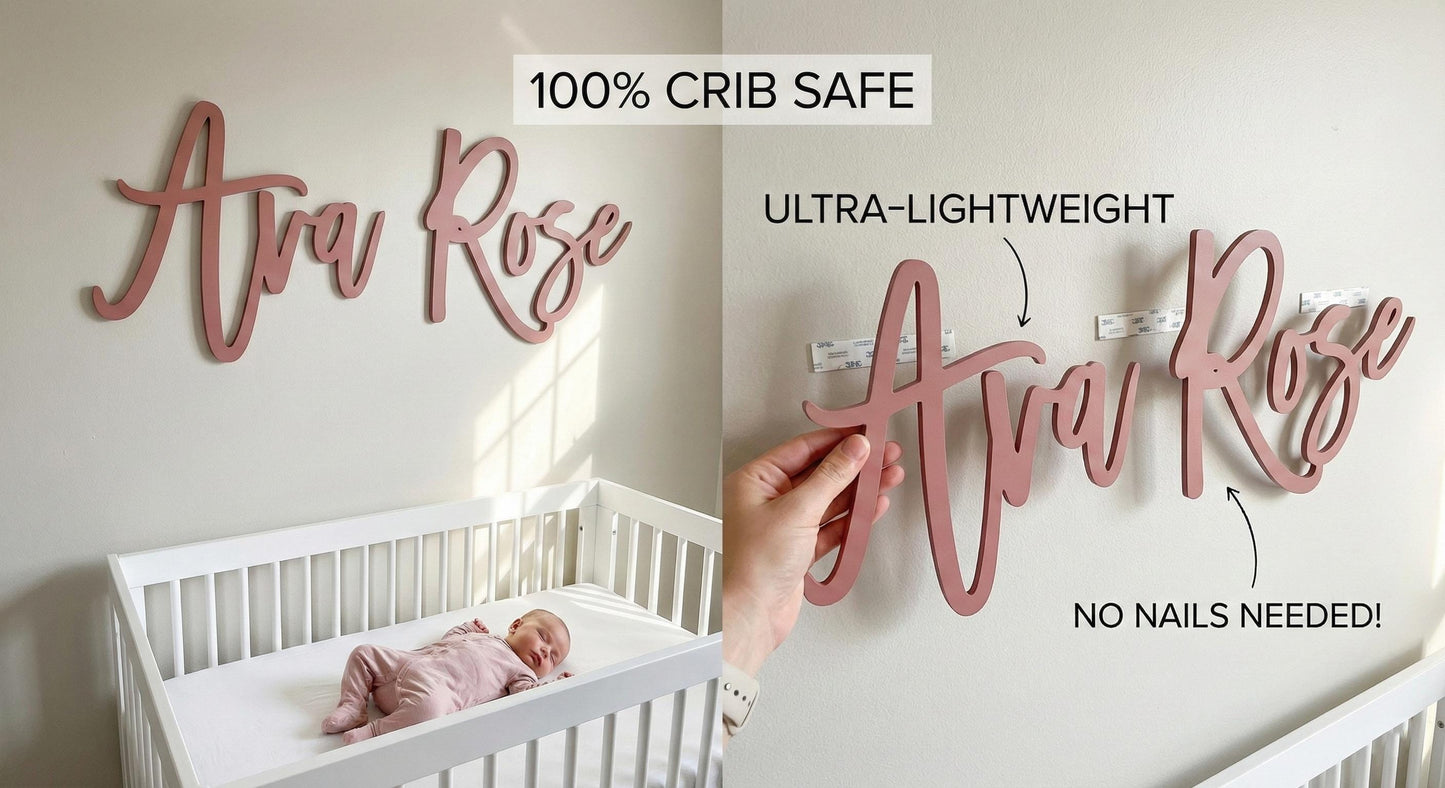 Custom Lightweight Crib-Safe Nursery Name Sign