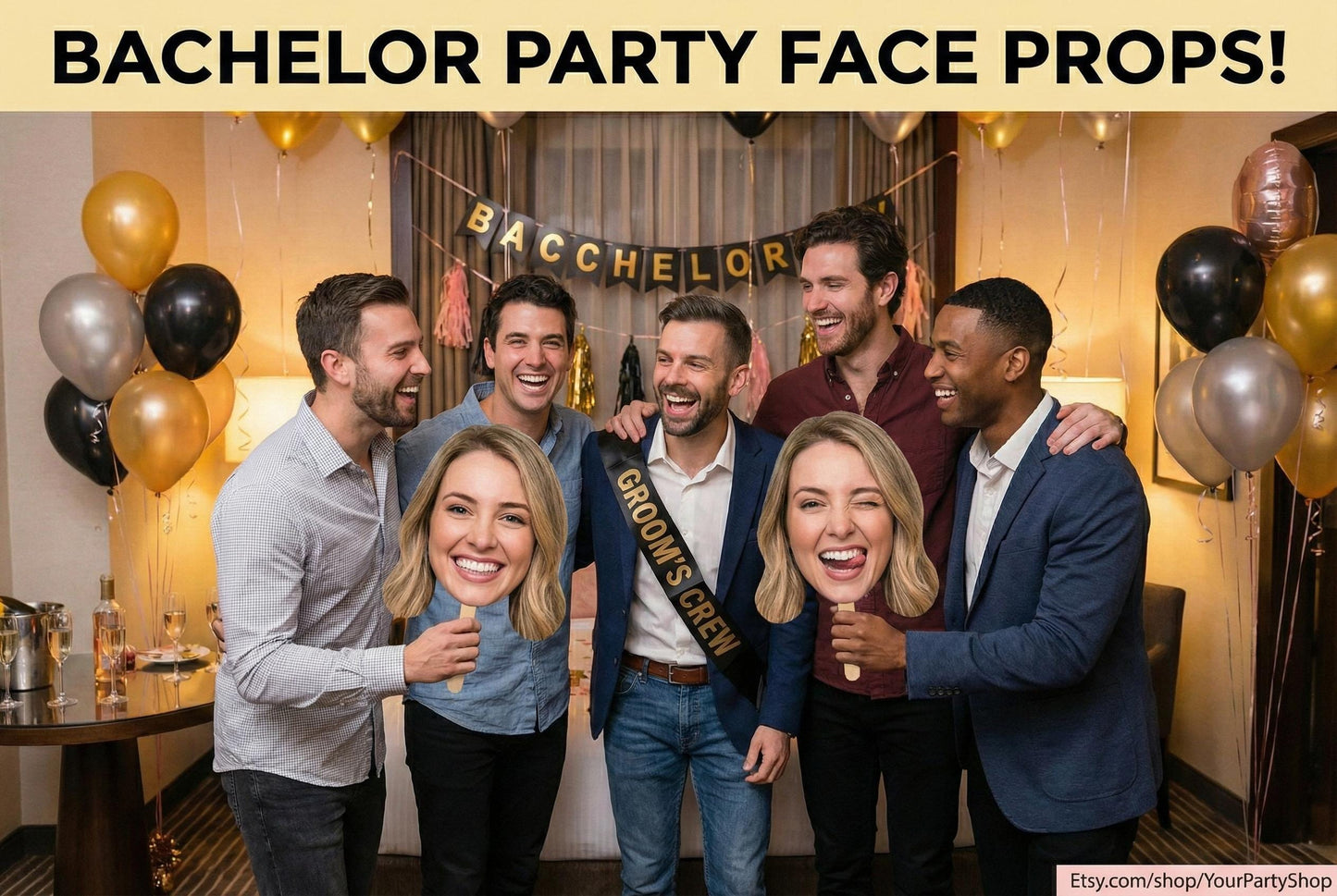 Custom Waterproof Big Head Photo Prop on Stick