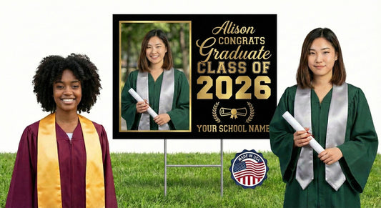 Custom Class of 2026 Graduation Yard Sign with Photo Display
