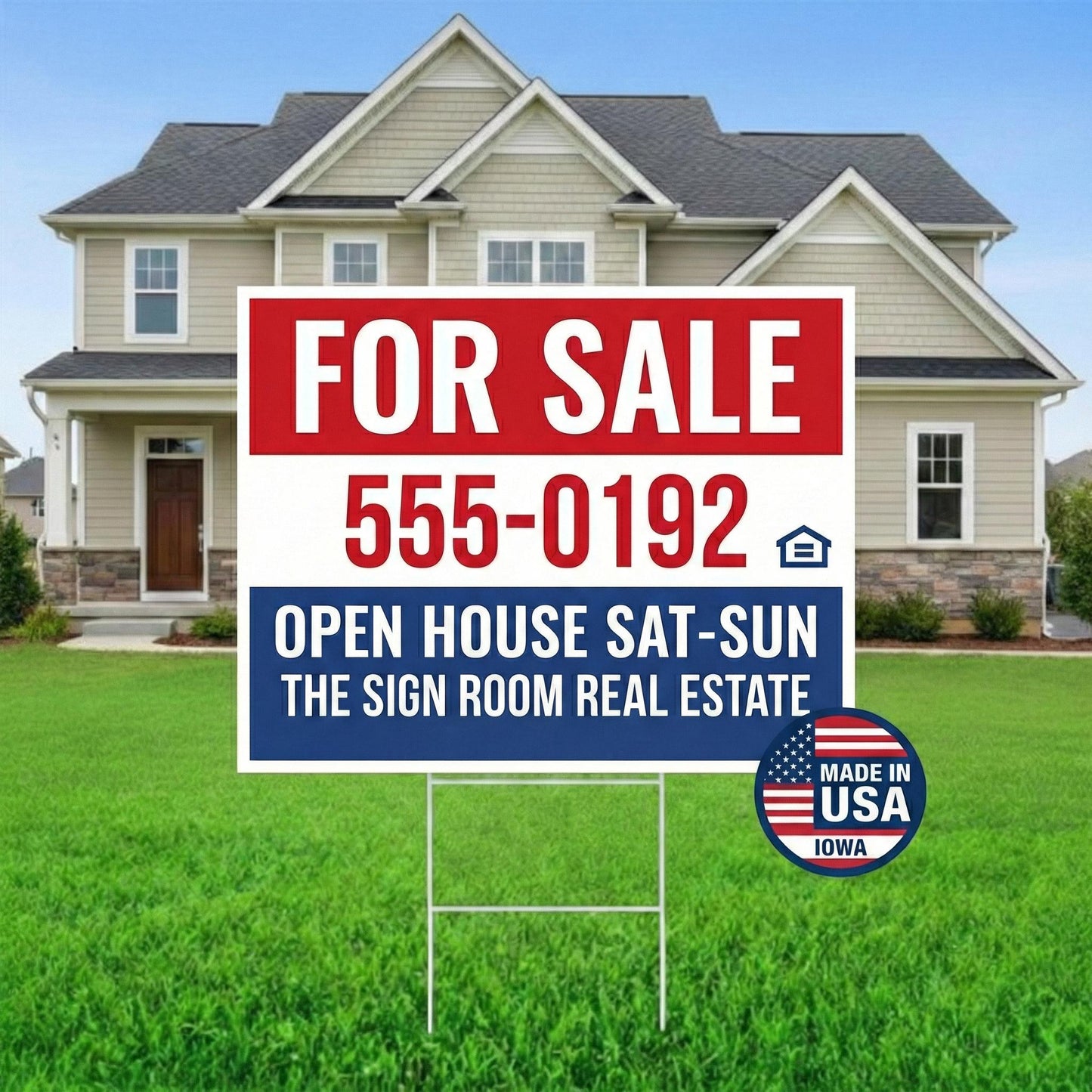 Custom Corrugated Plastic Yard Sign with Metal Stake