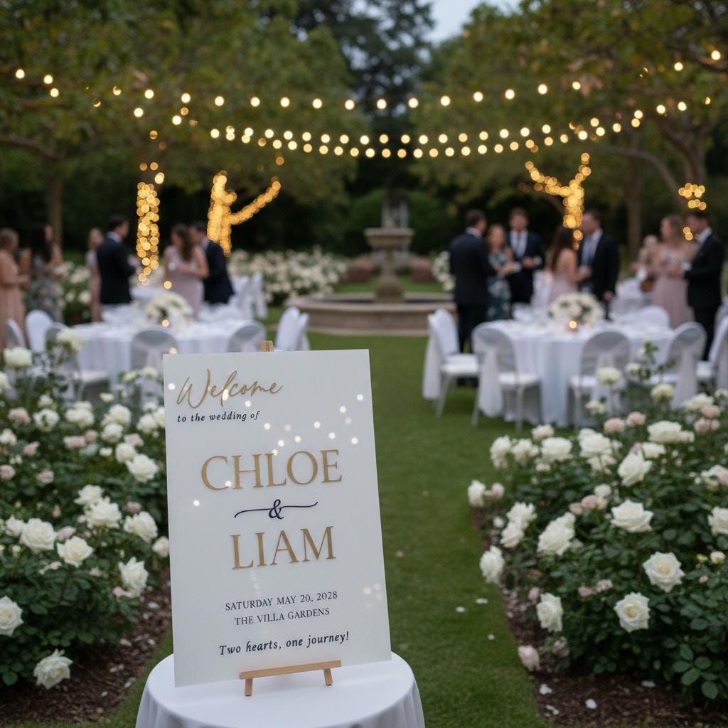 Personalized Acrylic Wedding Welcome Sign with 3D Raised Names