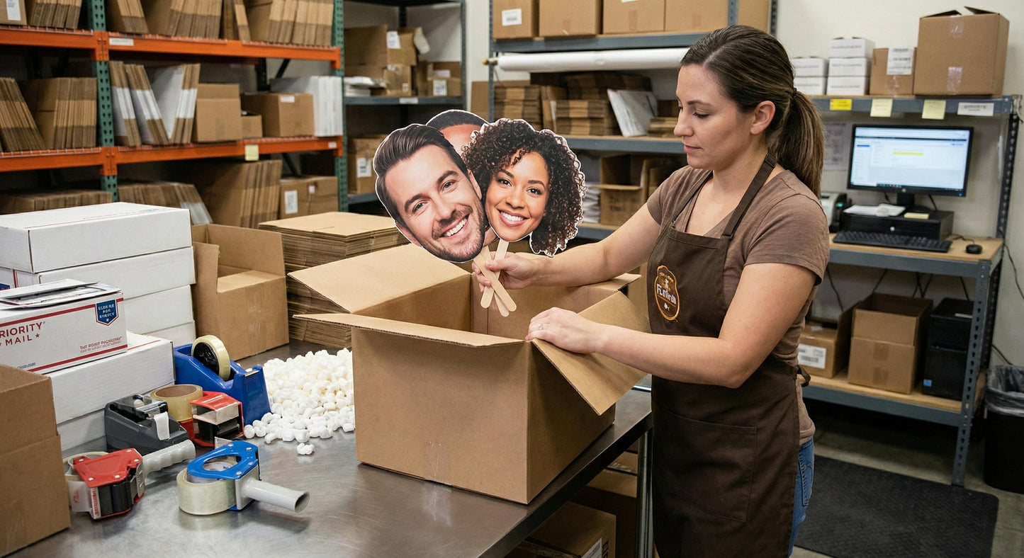 Custom Waterproof Big Head Photo Prop on Stick