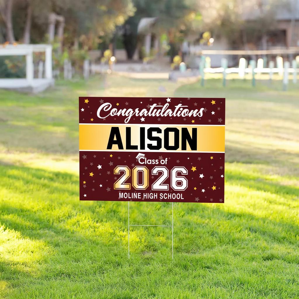 Personalized 2026 Graduation Yard Sign with H-Stake