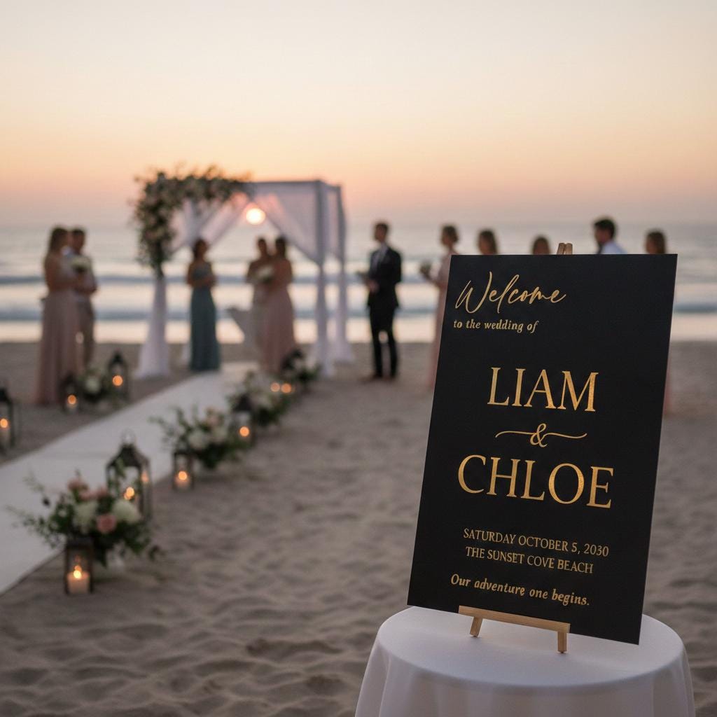 Personalized Acrylic Wedding Welcome Sign with 3D Raised Names
