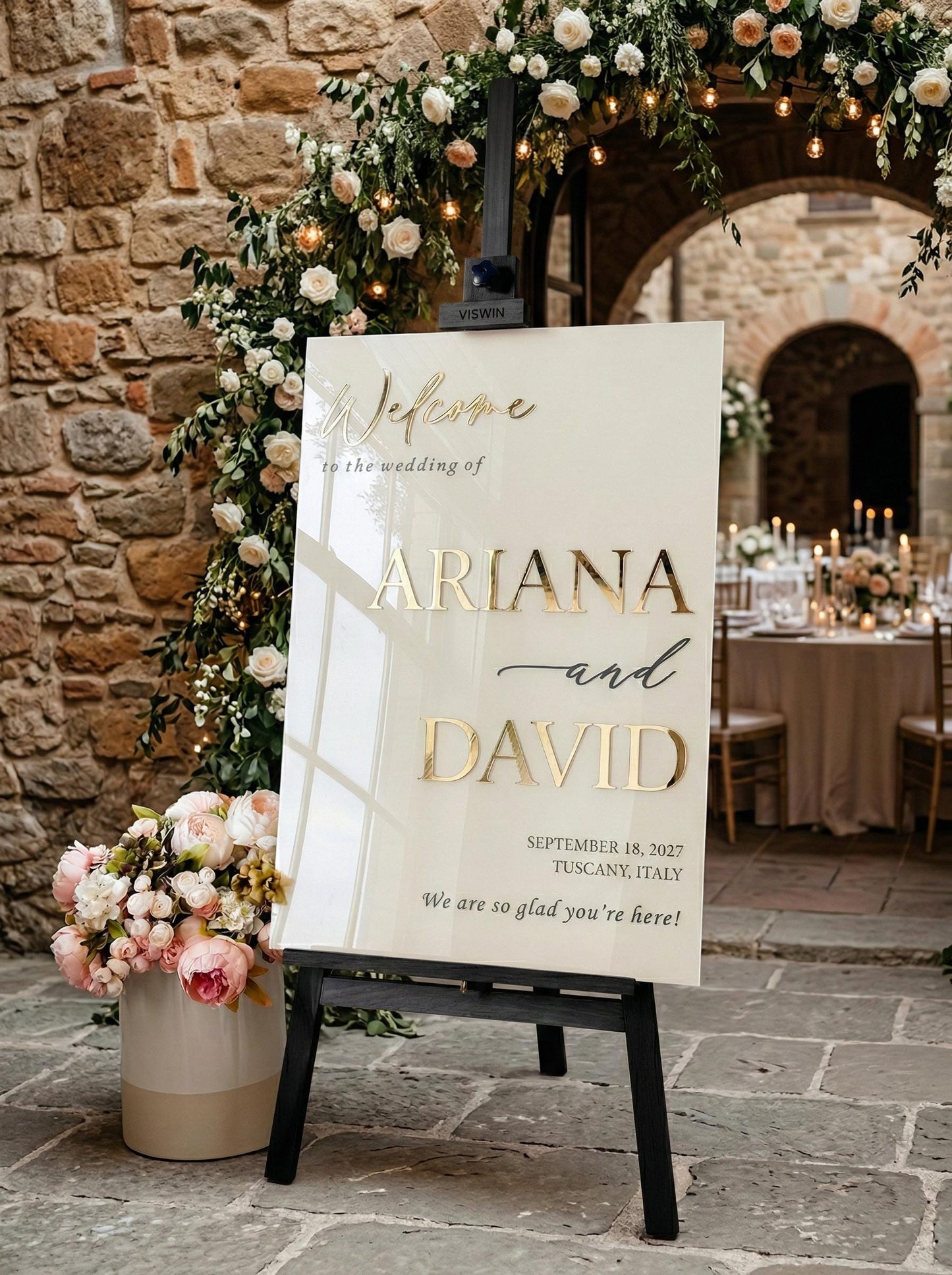 Personalized Acrylic Wedding Welcome Sign with 3D Raised Names