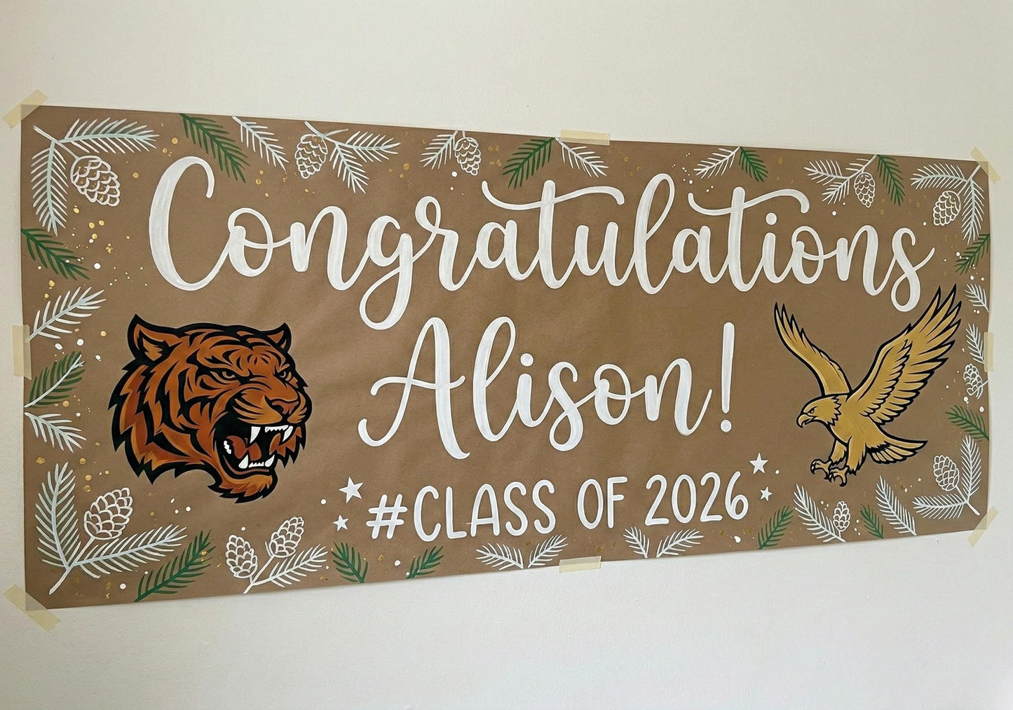 Personalized graduation kraft paper banner Class of 2026 party backdrop