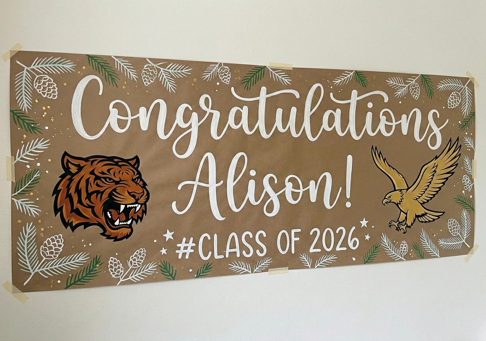 Personalized graduation kraft paper banner Class of 2026 party backdrop